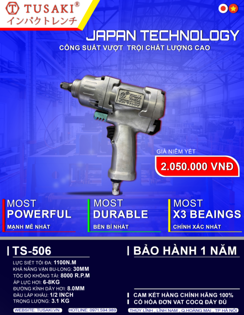 Súng siết bulong TUSAKI TS-506 đầu 1/2