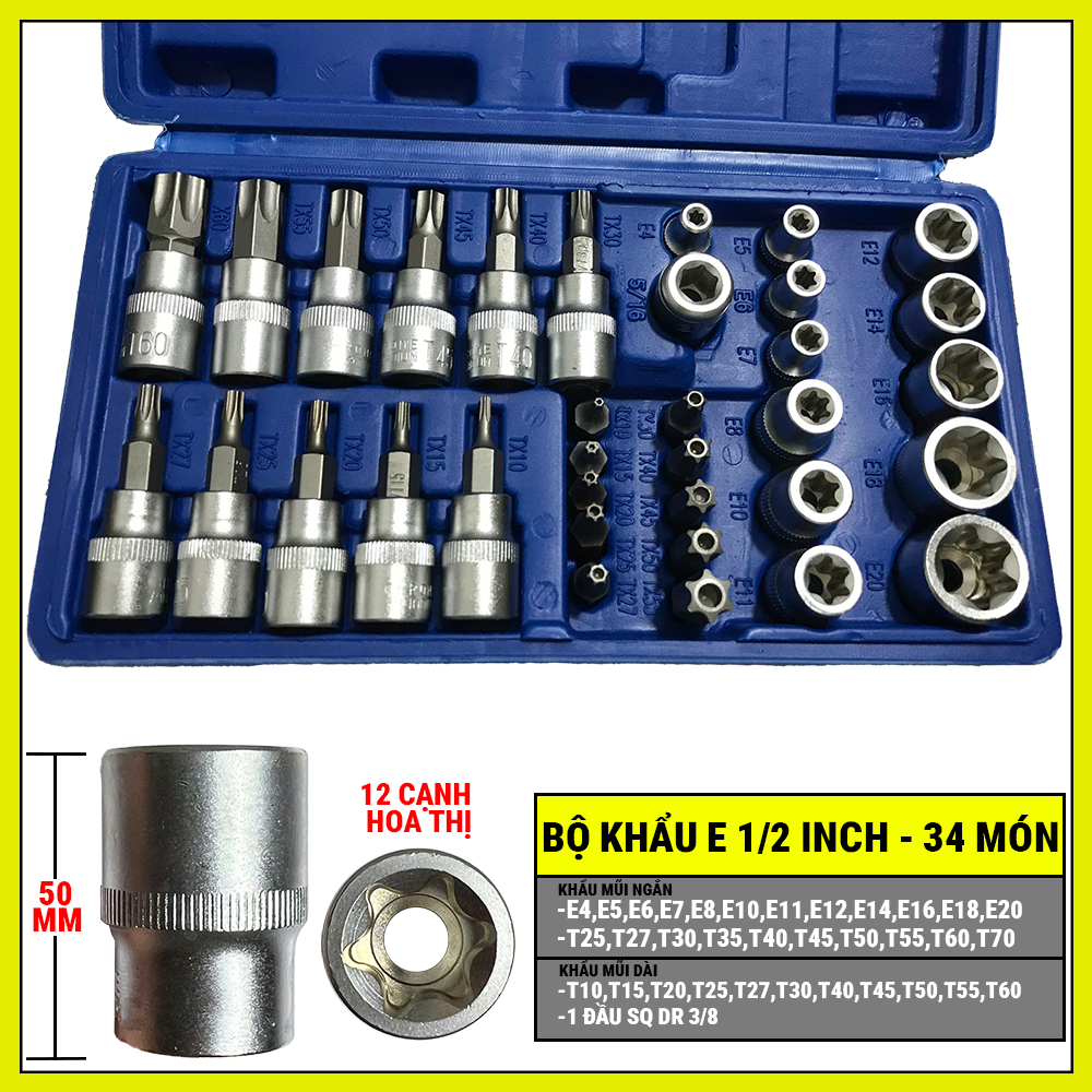 Bộ khẩu E 1/2 -34 món