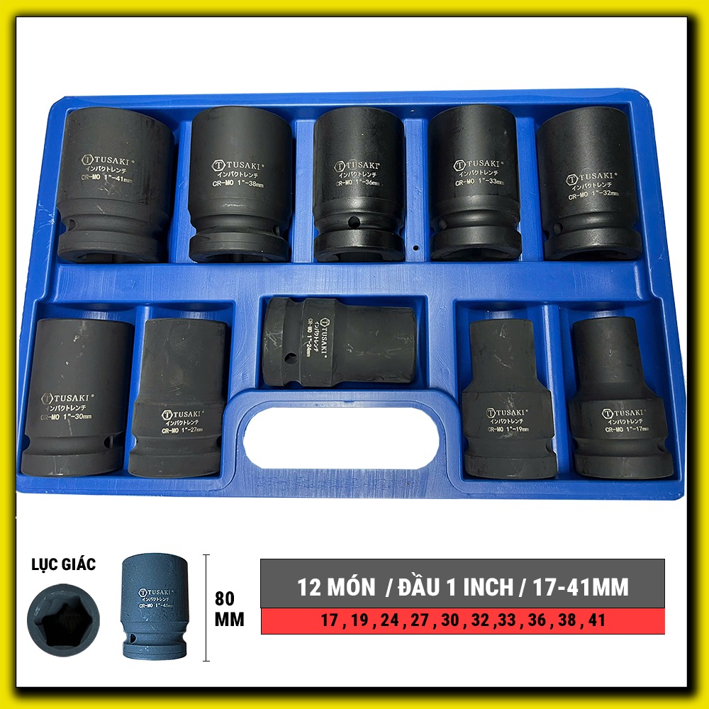 Đầu Khẩu 1 inch 6 cạnh từ số 17-41mm