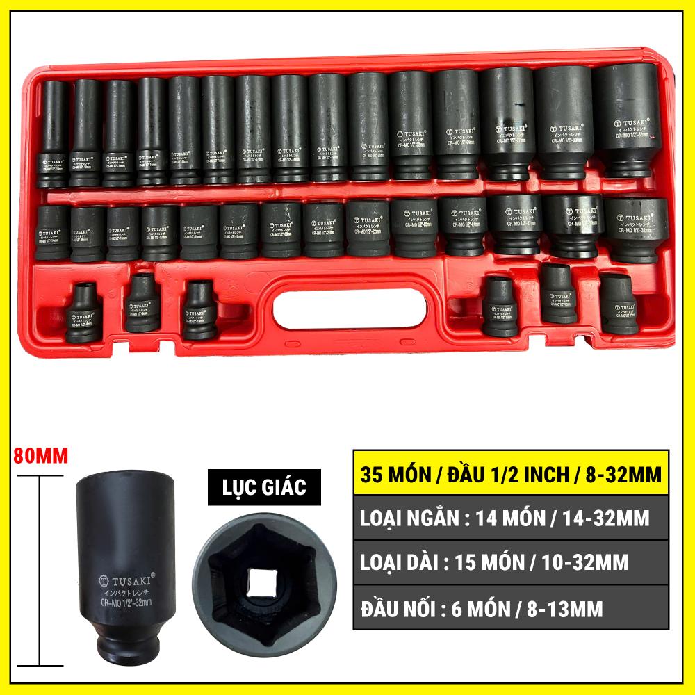 Bộ khẩu 35 món đầu 1/2 INCH TUSAKI