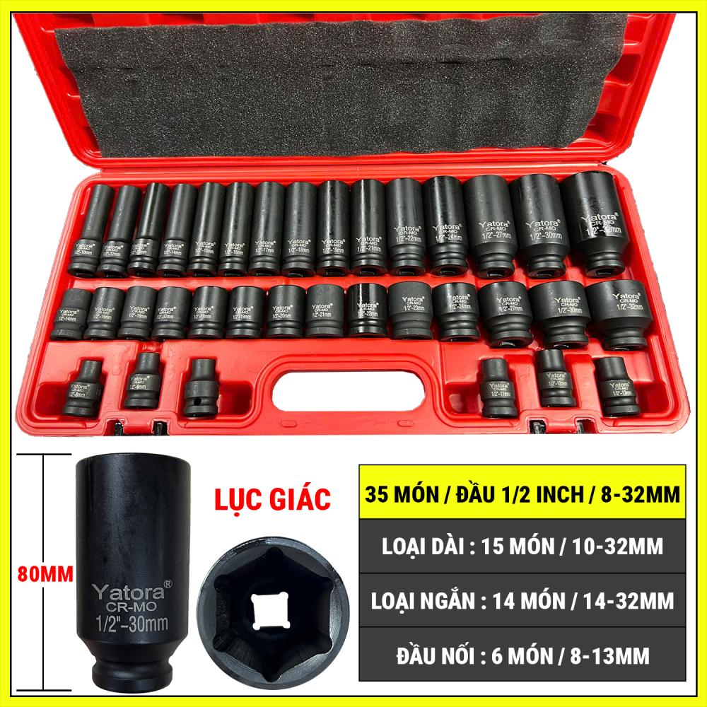 Bộ khẩu 35 món đầu 1/2 inch YATORA
