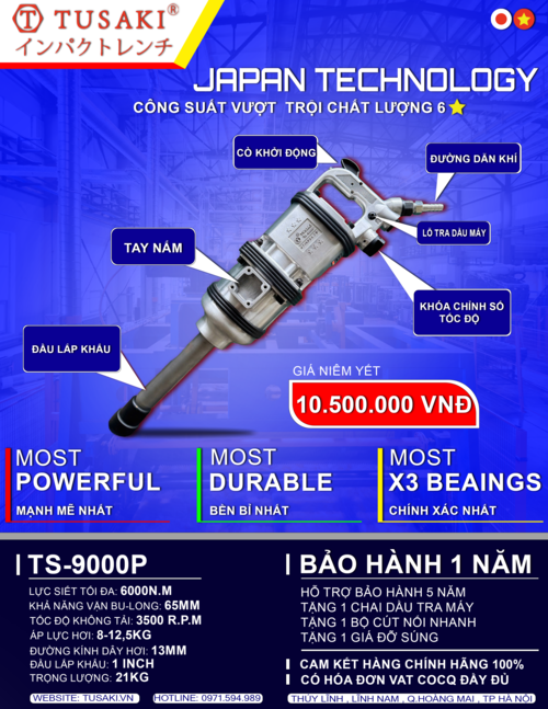 Súng siết Bulong TUSAKI TS-9000P 