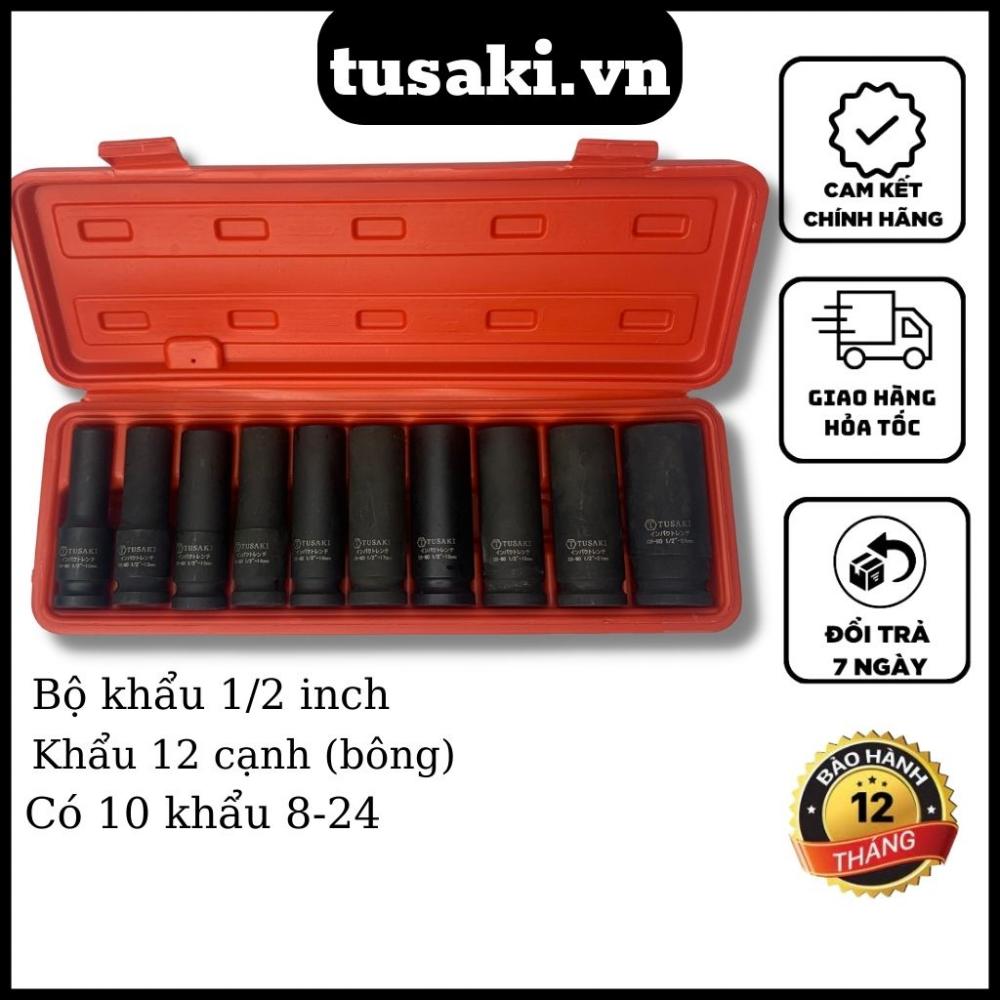 Bộ Khẩu 10 món Vặn Bulong 1/2 inch 12 cạnh