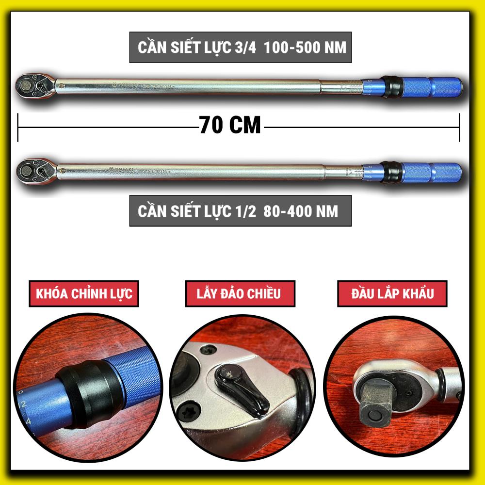 Cần Siết Lực 3/4 100-500Nm và 1/2 80-400Nm 