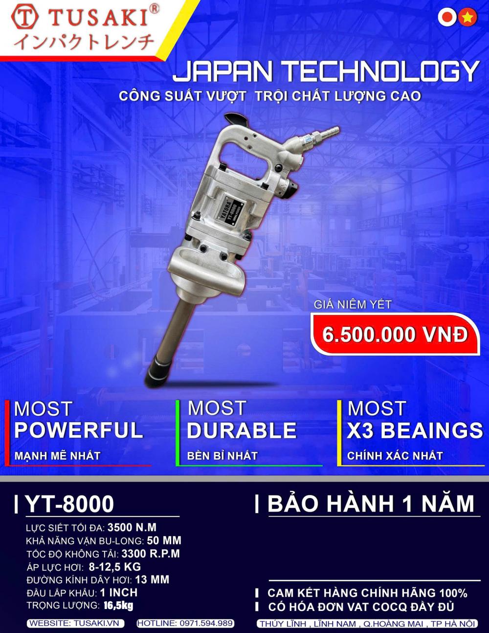 Súng siết Bulong TUSAKI YT-8000 đầu 1 INCH