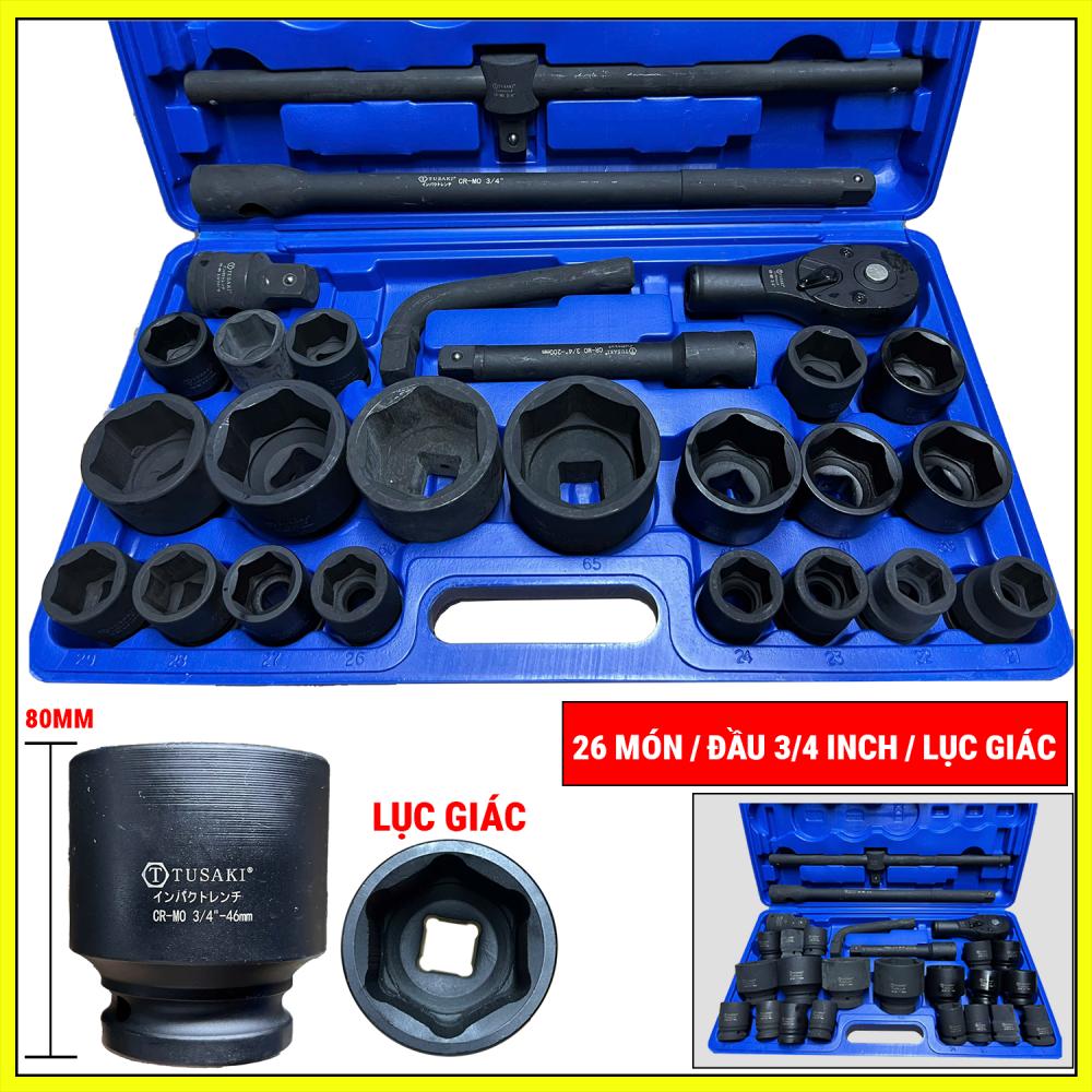 Bộ khẩu tip đen 3/4 - 26 món 6 cạnh