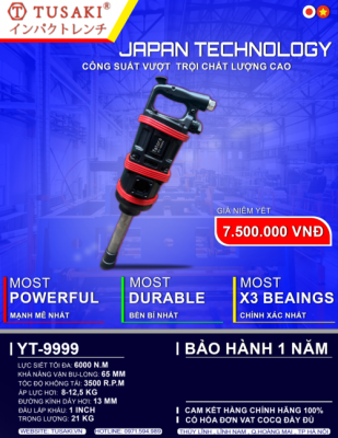 Súng siết Bulong TUSAKI YT-9999 đầu 1 INCH